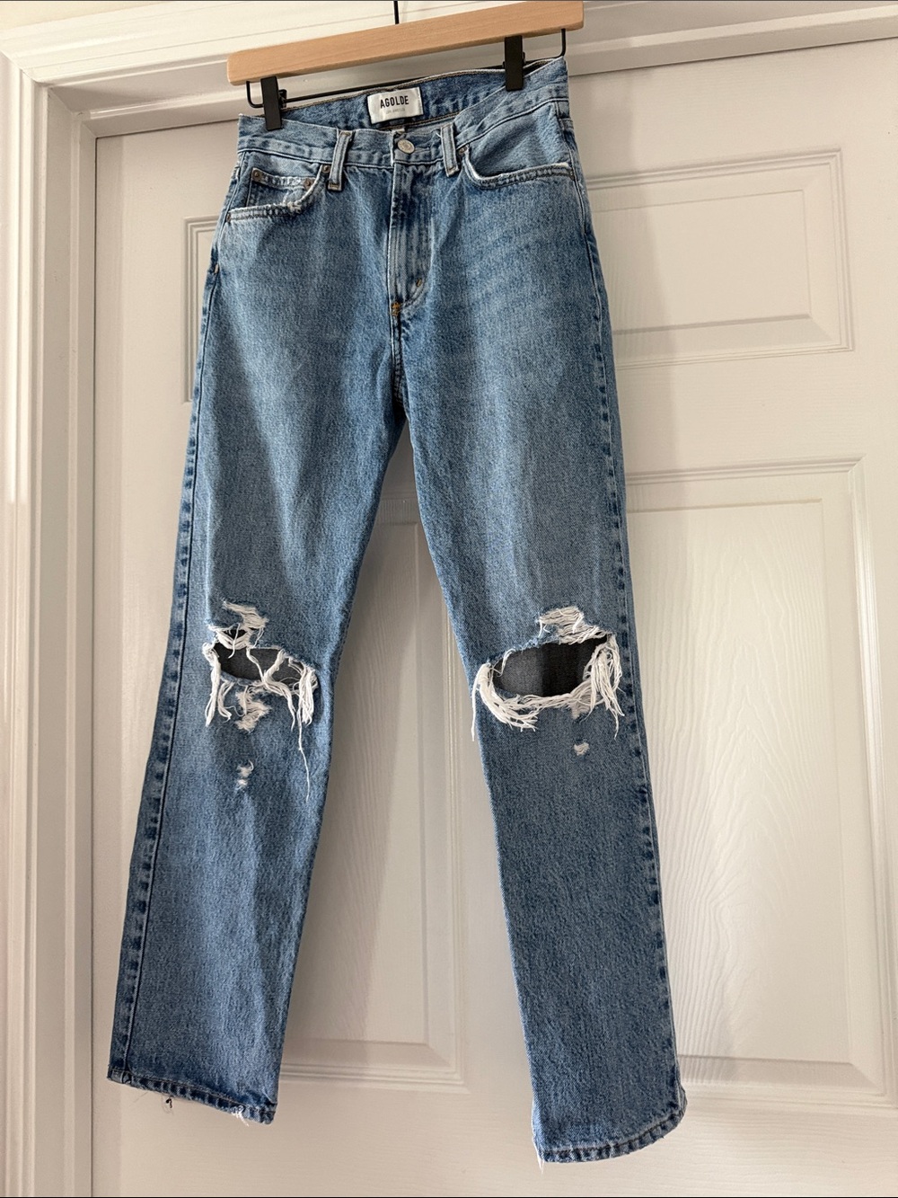 Agolde Mia Straight-Leg Ripped Jeans